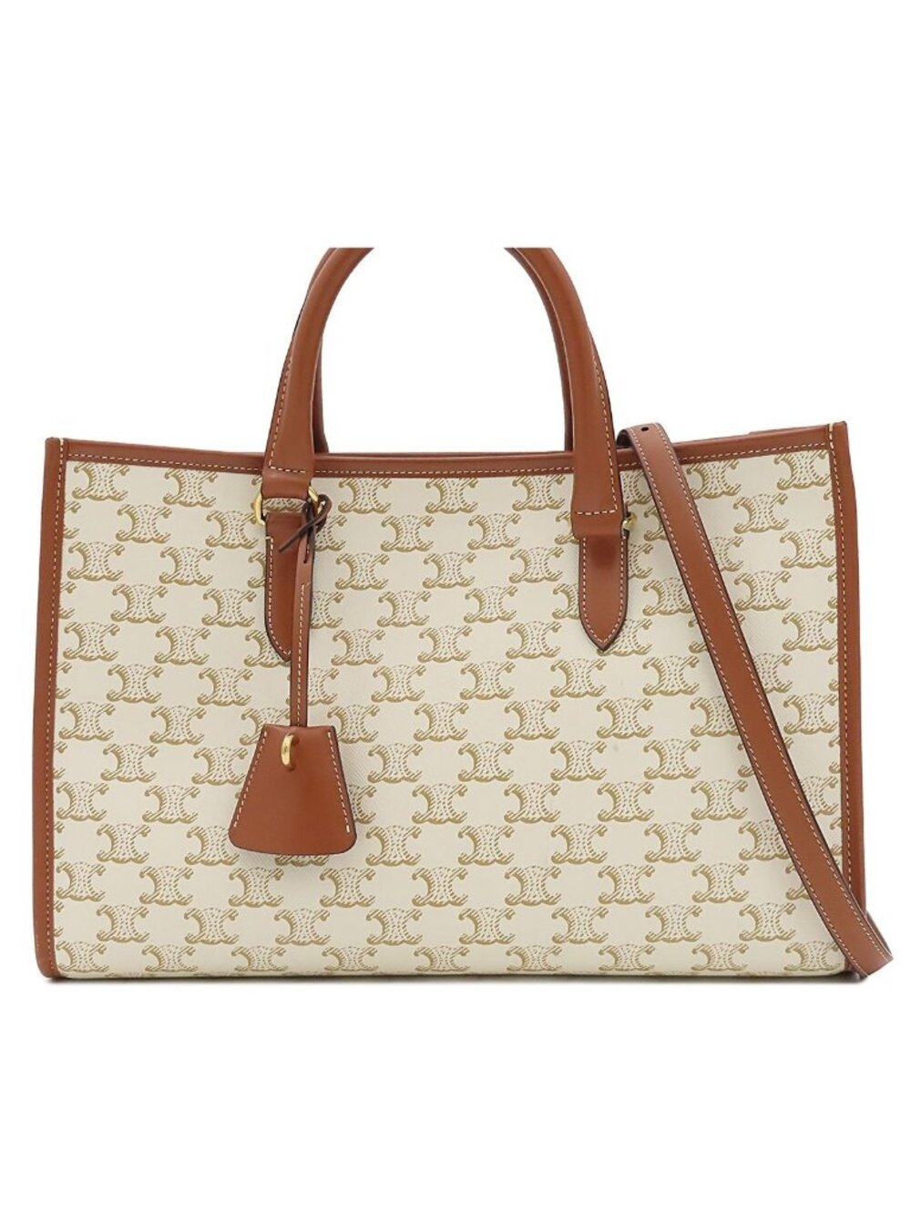 Celine Mini Horizontal Cabas Beige Triomphe 2-Way Shoulder Bag